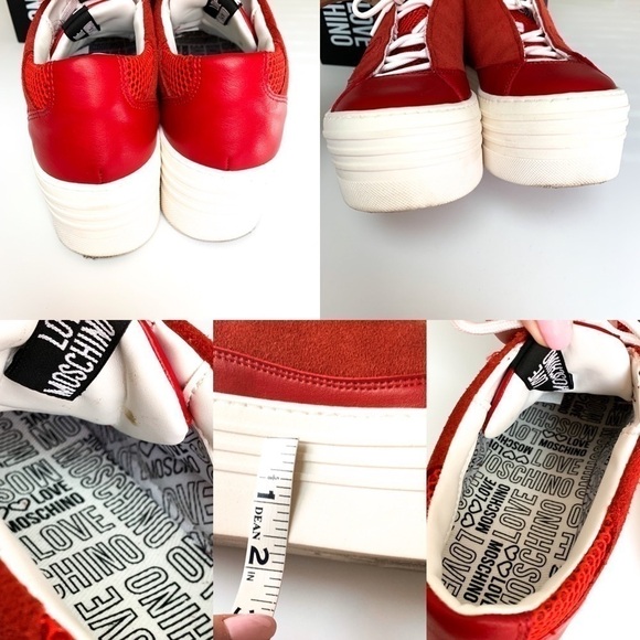 LOVE Moschino Red Suede & Leather Sneakers 38 - Picture 8 of 9